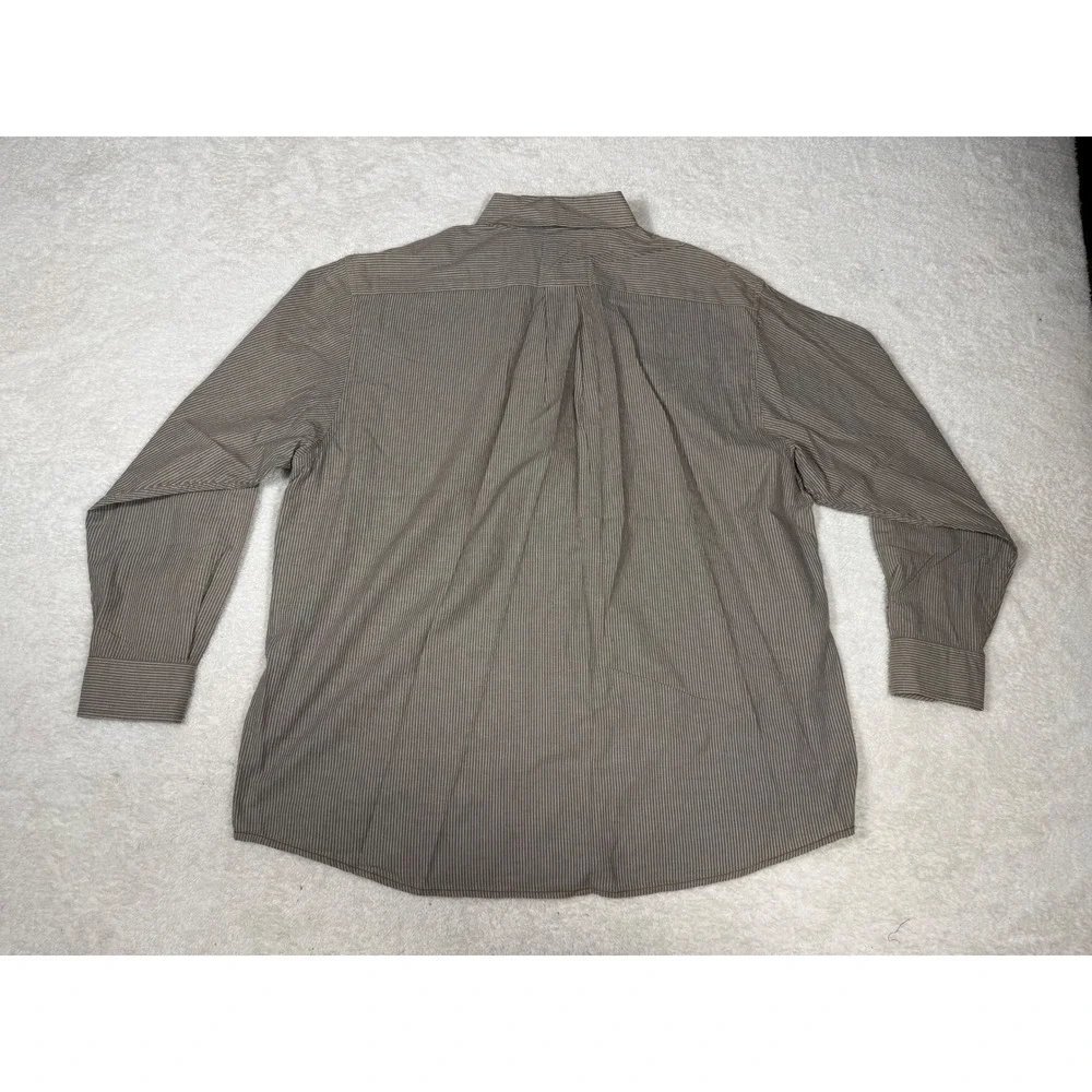 Roundtree &‎ Yorke Casuals Shirt Mens XL Brown Pinstripe Cotton Good Button Down